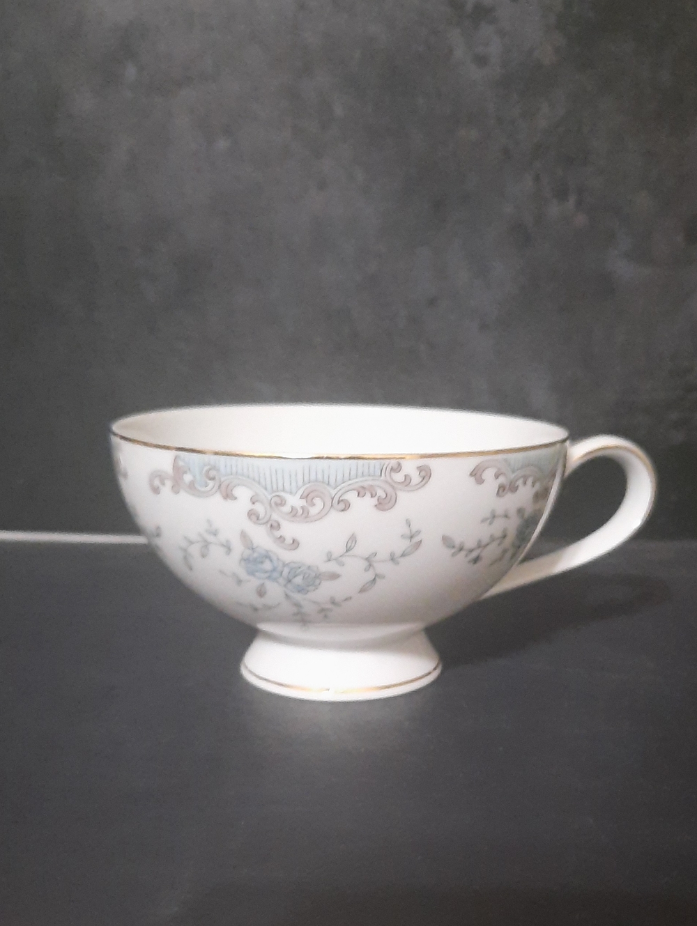 Mikasa "Seville" pattern  porcelain teacup with Blue Floral and Gold Trim
